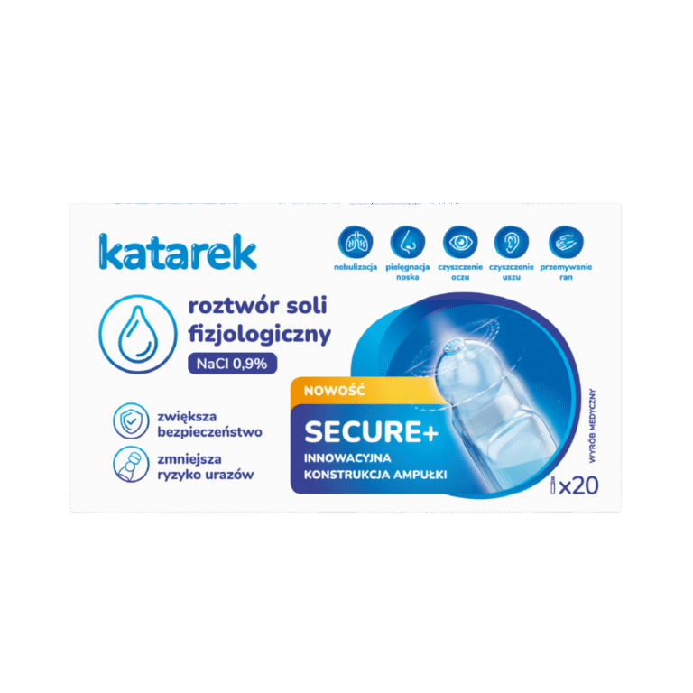 Katarek sól fizjologiczna Secure+ w ampułkach o bezpieczniejszym kształcie