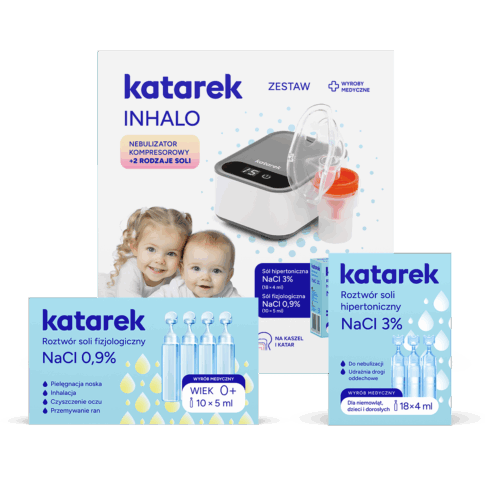 Katarek Inhalo - zestaw do nebulizacji z solą fizjologiczna i hipertoniczna dla całej rodziny