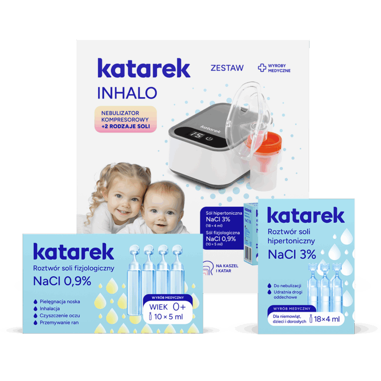 Katarek Inhalo - zestaw do nebulizacji z solą fizjologiczna i hipertoniczna dla całej rodziny